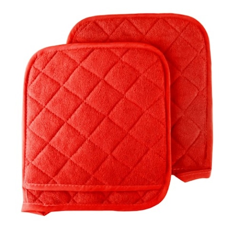 HASTINGS HOME Pot Holder Set, 2 Piece Oversized Heat Resistant Quilted Cotton Pot Holders By Hastings Home (Red) 194105VUW